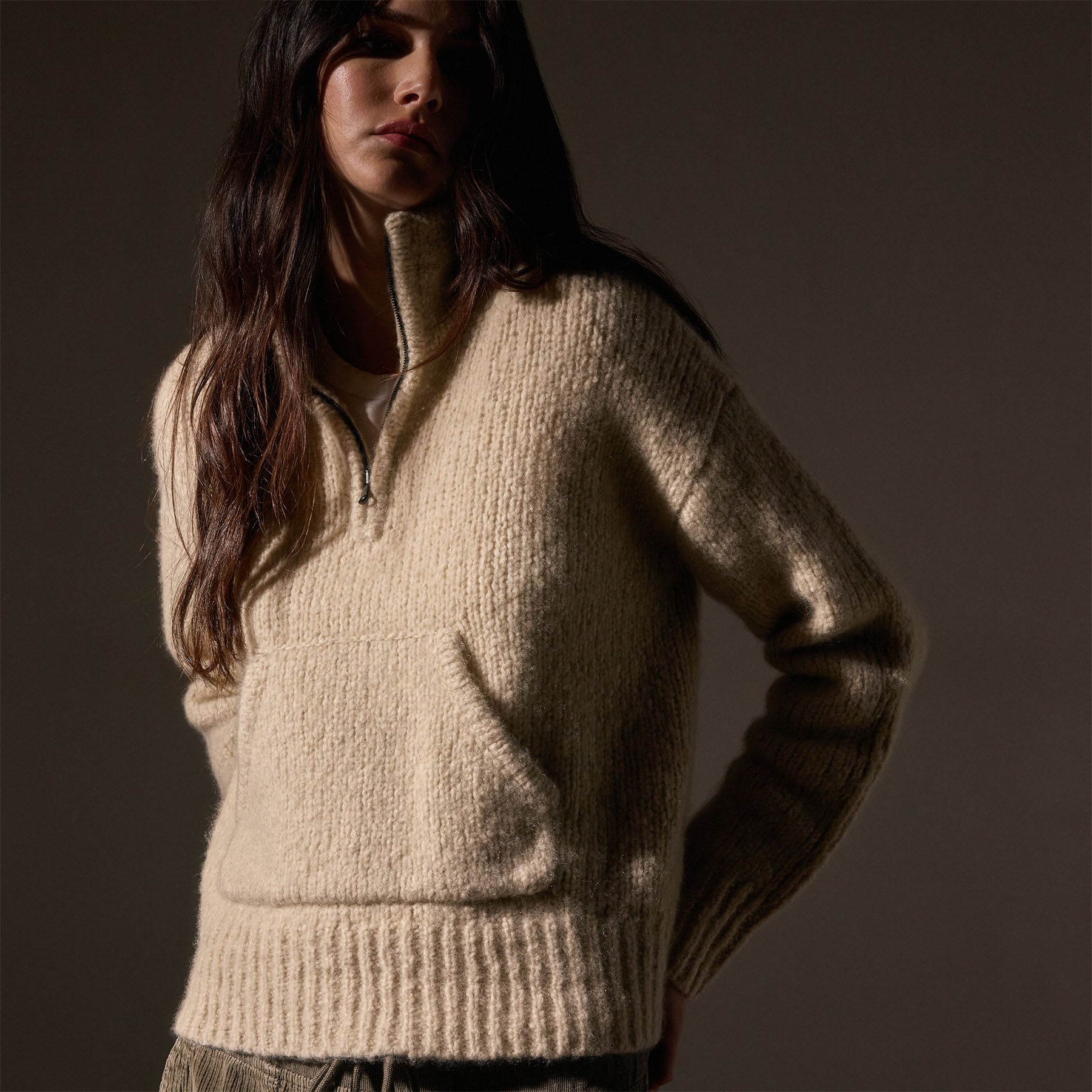 Luxury Cashmere Blend Half Zip Sweater for Women | Soft & Warm Winter Pullover | Perfect for Office, Travel & Casual Outfits (Biscotti)
