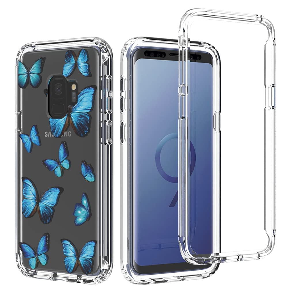 Samsung Galaxy S9 Case for Women - Shockproof Clear Floral TPU Slim Protective Cover with Full Body Armor (Butterfly Design) - Perfect for Everyday Use, Travel & Outdoor Activities