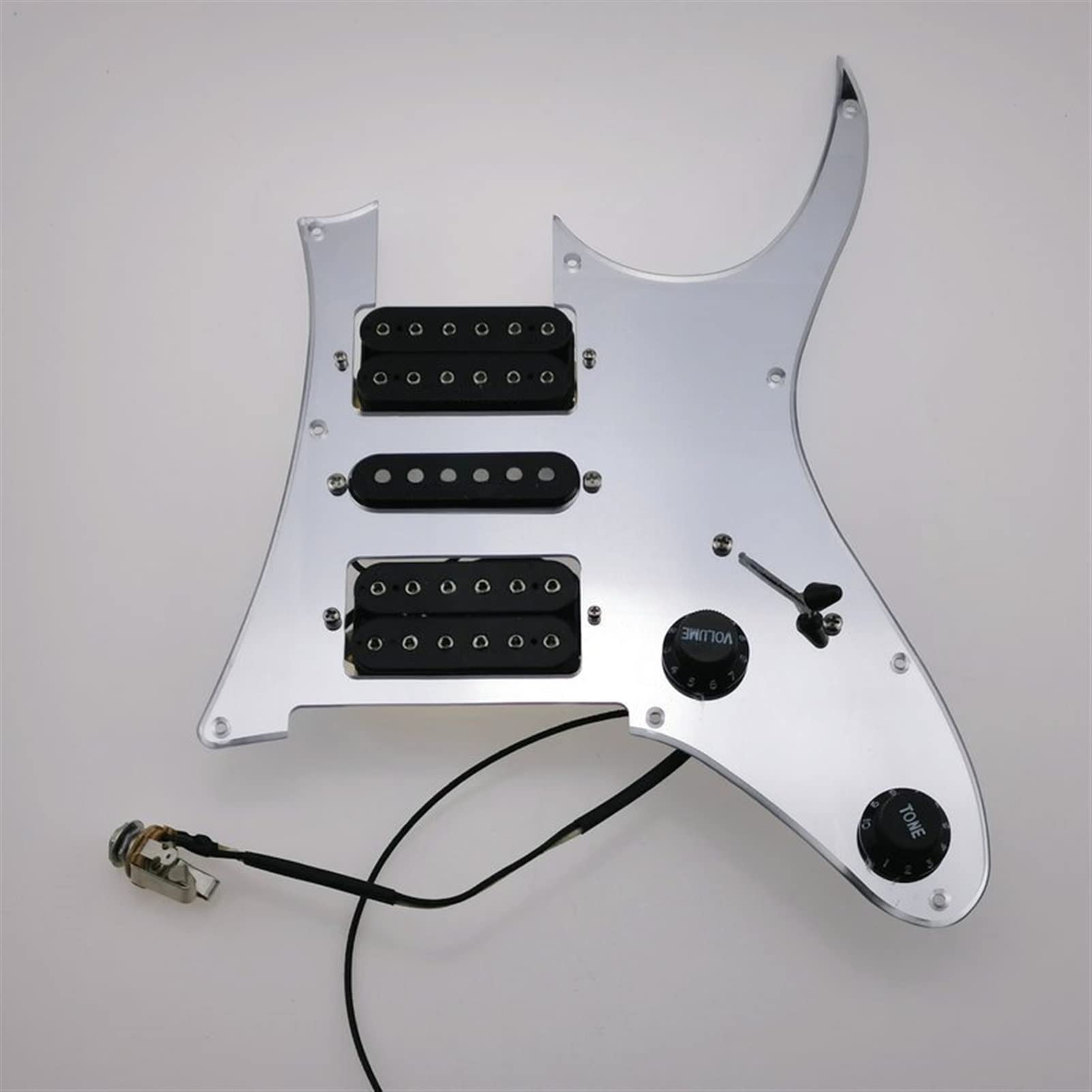Alnico HSH Electric Guitar Pickups Set with Mirror Pickguard - Pre-Wired for Ibanez RG Series (Black) - Perfect for Rock, Metal & Studio Recording