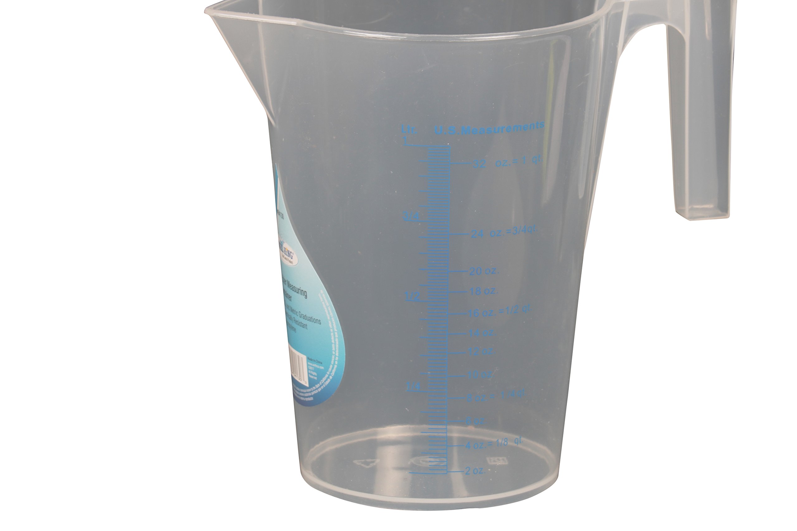Funnel King 94130 1-Quart General Purpose Graduated Measuring Container - Multicolor Plastic Measuring Cup for Cooking, Baking, Lab & DIY Projects - Ideal for Liquids, Powders & Chemicals