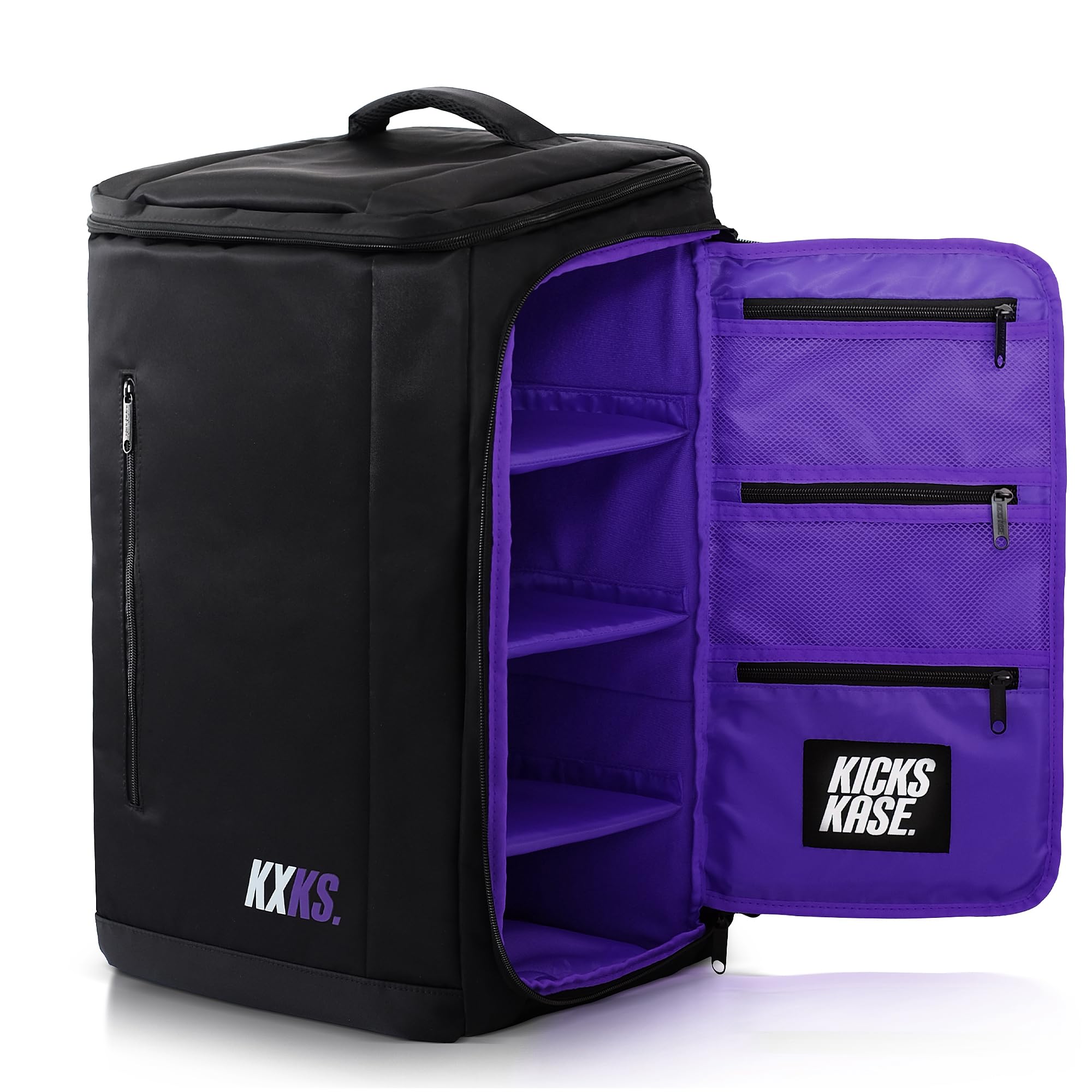 Premium Sneaker & Travel Backpack - Waterproof Shoe Storage Bag for Gym, Sports, Travel - Durable Luggage Organizer for Shoes & Essentials (Black/Purple) - Perfect for Workouts, Air Travel & Daily Commute