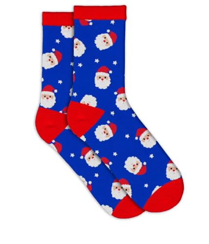 Santa Socks With Pocket (Blue)
