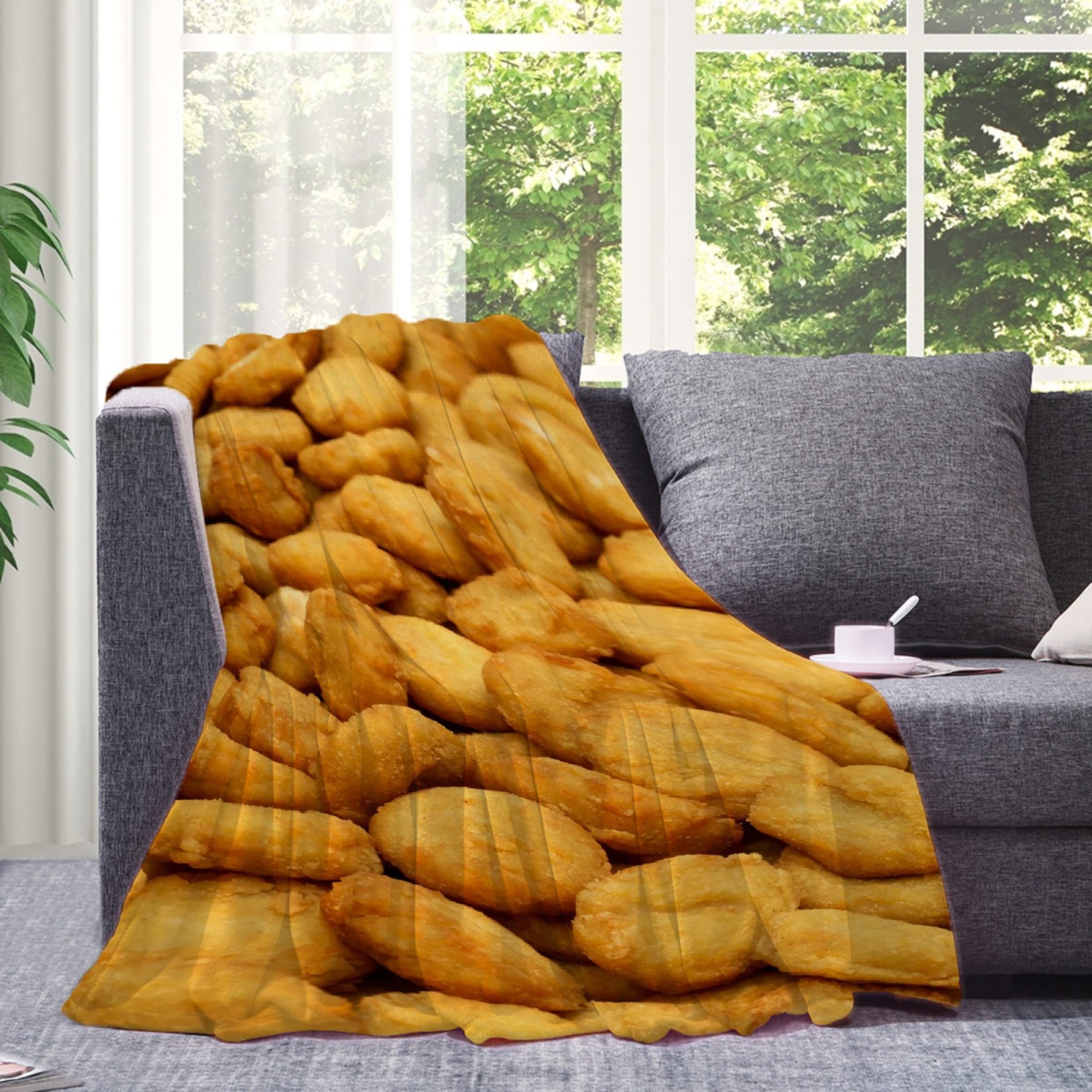 Super Soft Flannel Fleece Chicken Nuggets Throw Blanket - 90