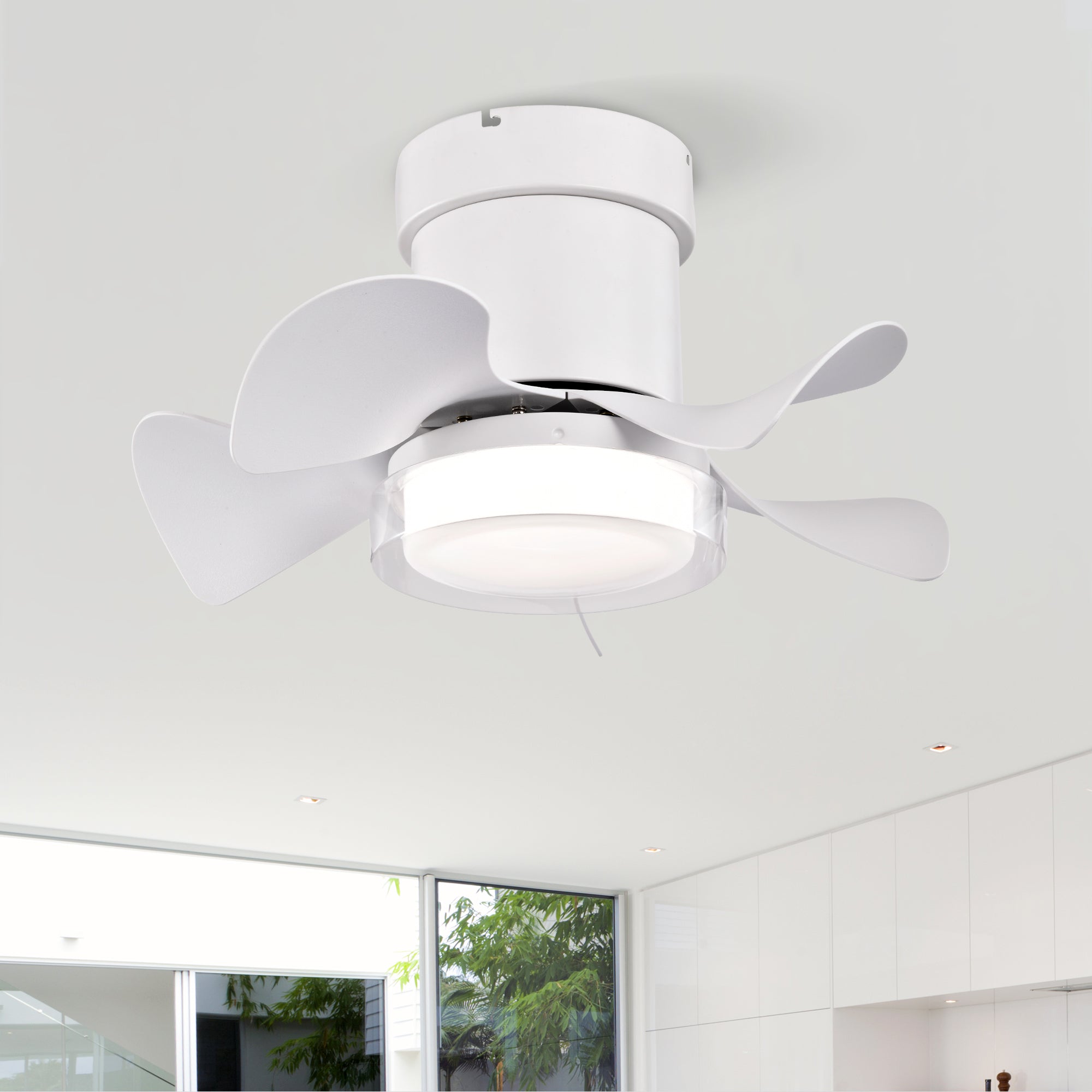 21 Inch DC Motor Ceiling Fan with Remote Control - 3 Color Temperature LED Light, Ultra Quiet & Energy Efficient - Perfect for Kitchen, Bedroom, Dining Room, Bathroom & Patio (Matte White) - Ideal for Small Spaces & Home Cooling