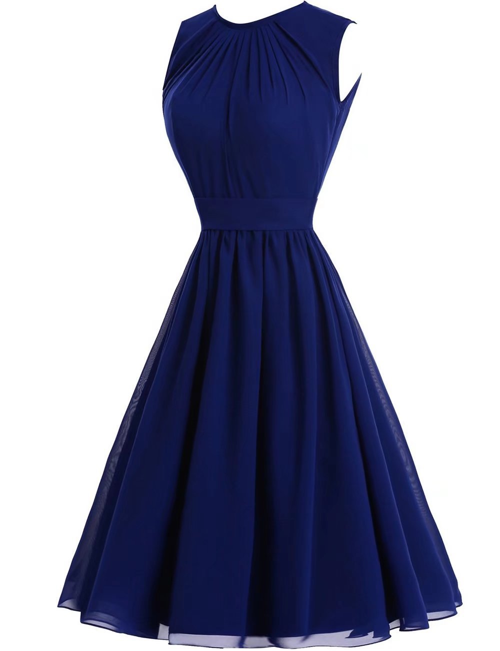Elegant Women's Chiffon Sleeveless Knee-Length Dress - Perfect for Bridesmaid, Mother of the Bride & Evening Occasions | Formal Party, Wedding Guest & Special Events Attire