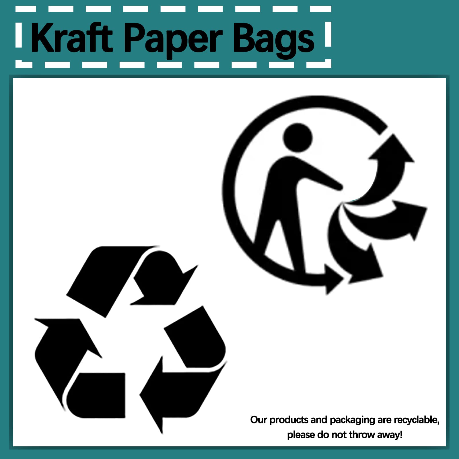 100 Pcs Kraft Paper Bags with Handles - 6x3x8 Inch Eco-Friendly Shopping Bags for Retail Stores, Restaurants, Takeout, Grocery, Bakery & Gift Wrapping | Perfect for Food Packaging, Party Favors & DIY Crafts