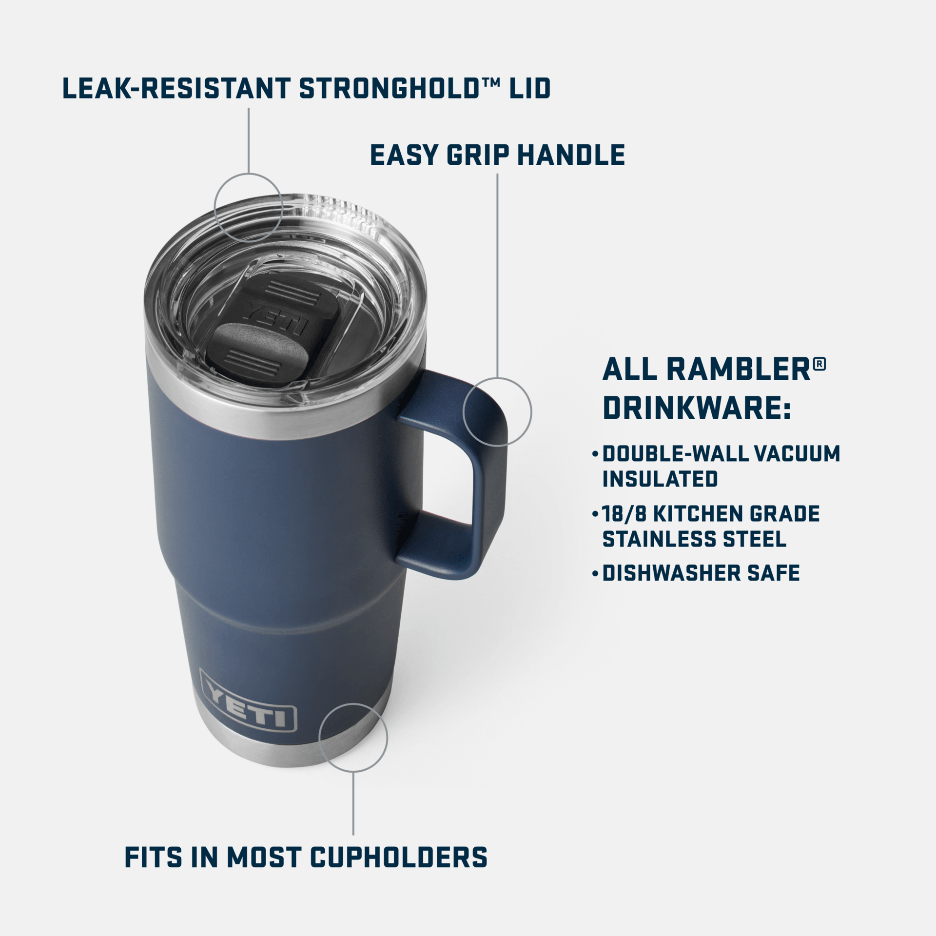 Rambler® 20 oz Insulated Stainless Steel Travel Mug - White | Keeps Drinks Hot/Cold for Hours | Perfect for Commuting, Camping & Office Use
