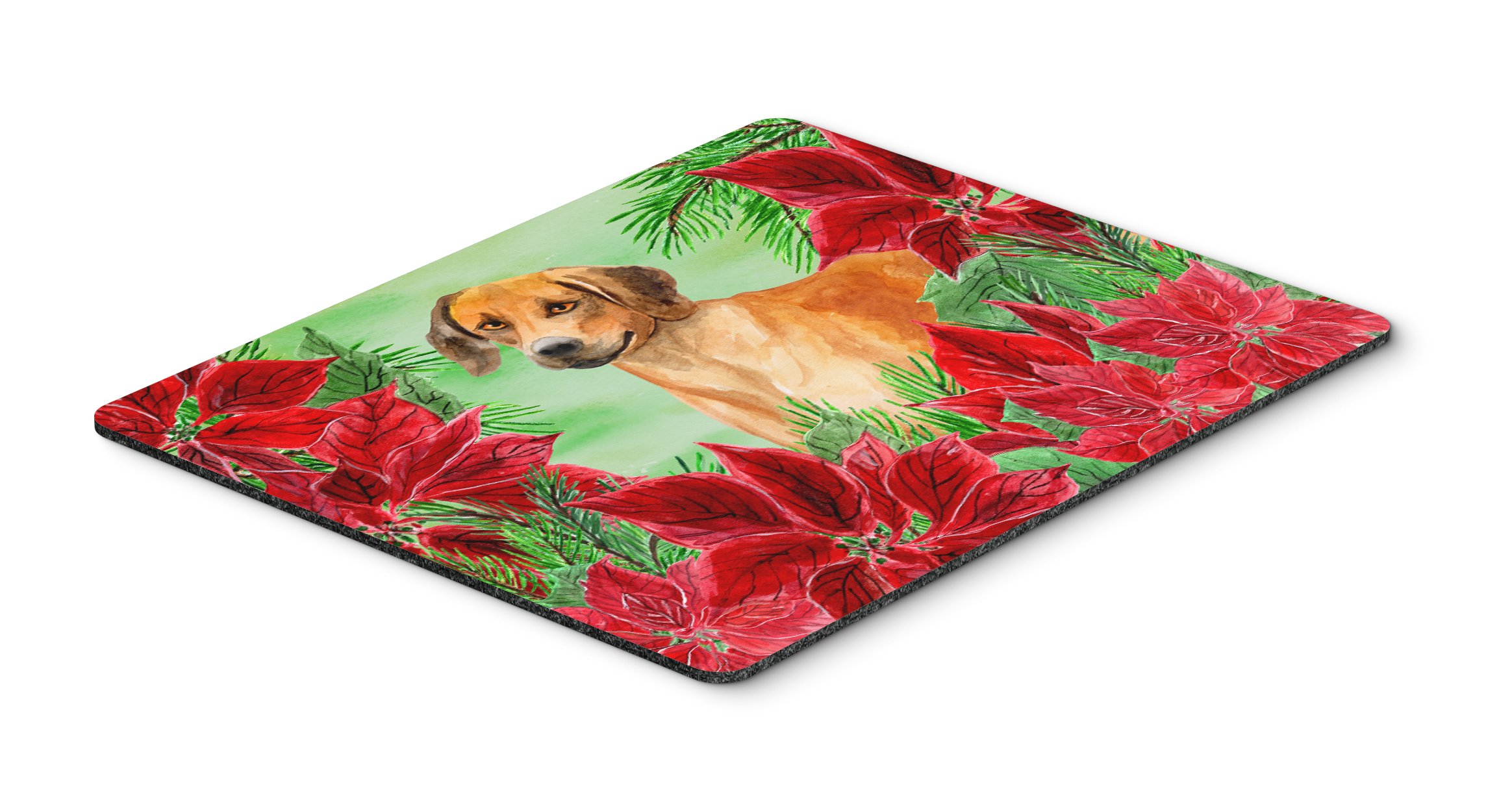 Caroline's Treasures CK1324MP Rhodesian Ridgeback Poinsettias Mouse Pad - Large Washable Non-Slip Desk Mat for Home Office, Gaming & Computer Use | Perfect Gift for Dog Lovers | Holiday Decor & Workspace Accessory