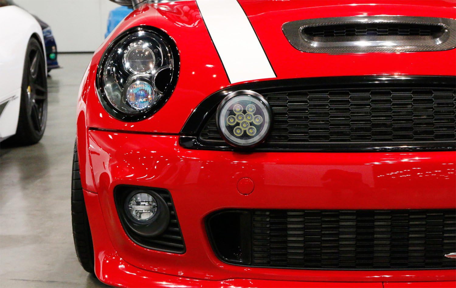 iJDMTOY Black LED Rally Driving Lights for Mini Cooper - 9x 3W High Power LED Driving Lamps & 30-LED Halo Ring DRL | Off-Road, Night Driving & Style Upgrade