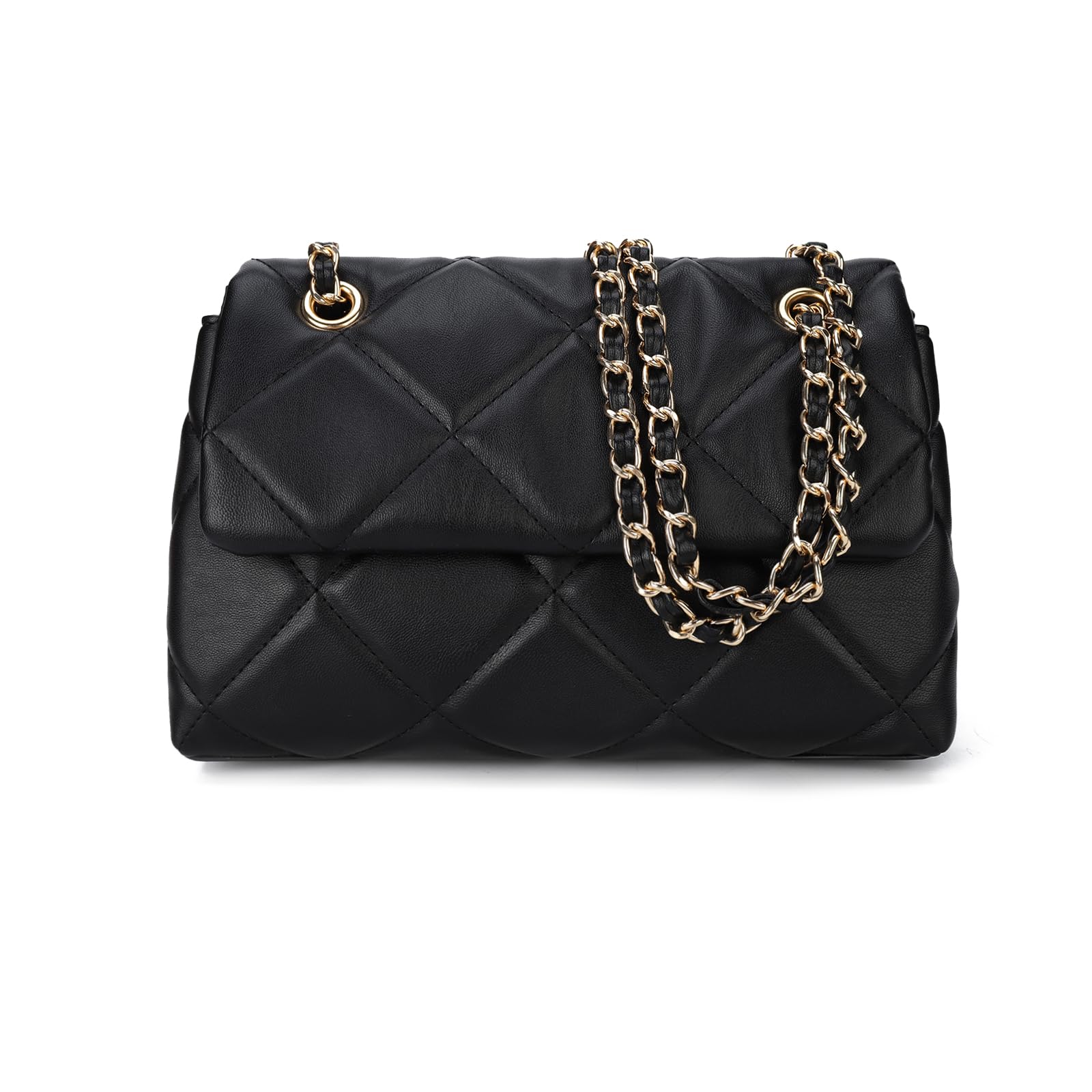 Trendy Gladdon Quilted Crossbody Purse for Women - Small Designer Shoulder Bag with Chain Strap, Cute Clutch Handbag for Daily Use, Work, Shopping & Date Night