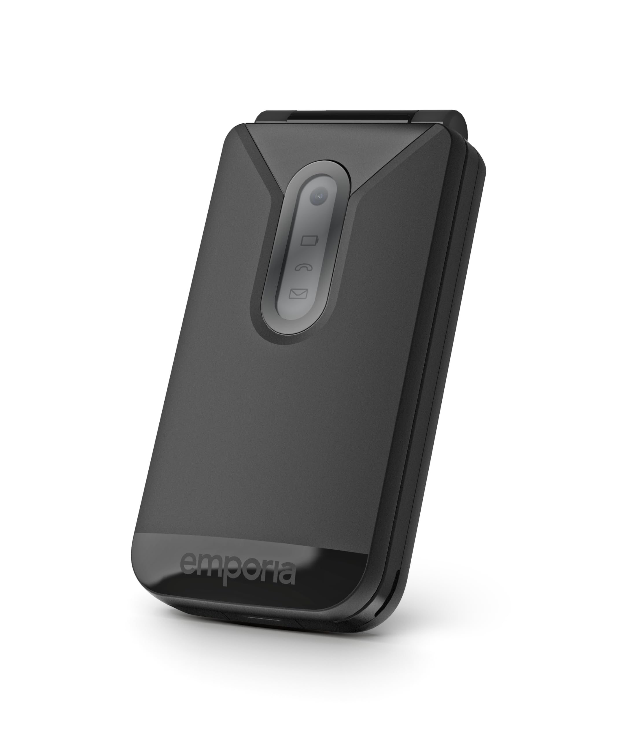 EmporiaTALKglam Senior Flip Phone - No Contract, Easy-to-Use Mobile Phone with Emergency Button, 2.4-Inch Screen, Black - Perfect for Elderly Users & Emergency Situations