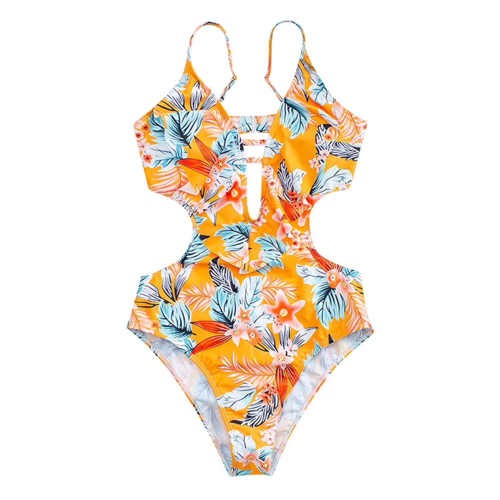 Sexy V-Neck One-Piece Swimsuit for Women - Floral Print Bikini with High Cut Design | Perfect for Beach Vacation, Pool Party & Summer Getaways