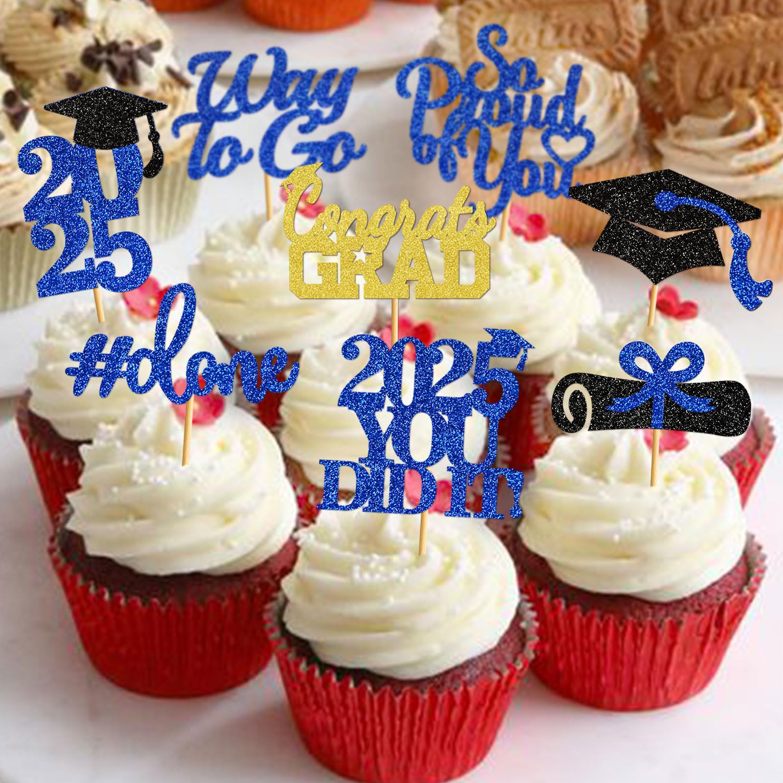 40Pcs Graduation Cupcake Toppers 2025 - Class of 2025 Lawyer Theme - Gold & Black Graduation Party Decorations - Perfect for Graduation Cakes, Desserts, and Celebration Parties