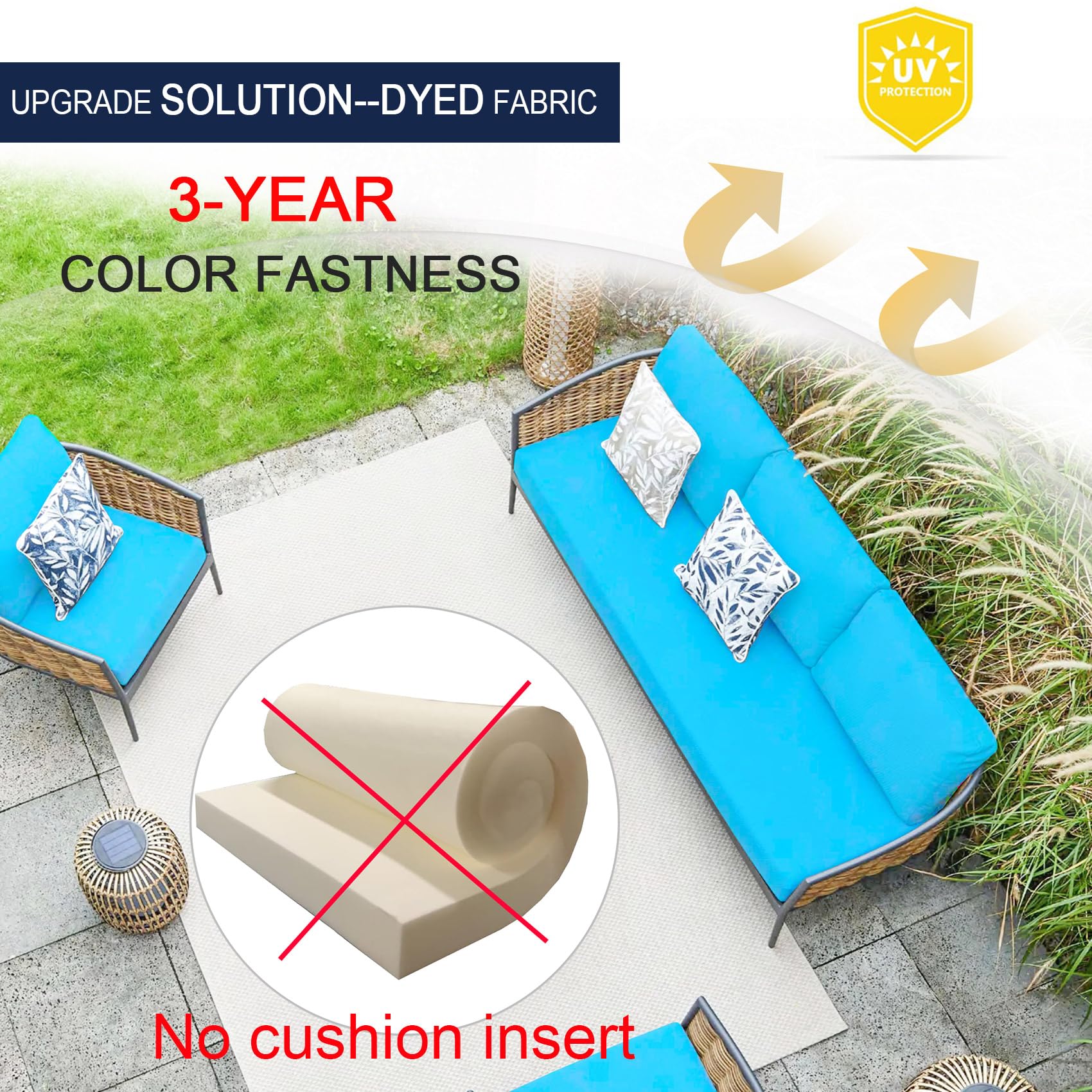 NettyPro 59-Inch Outdoor Patio Bench Swing Loveseat Cushion Covers - Water Resistant & UV Protection Slipcovers with Zipper - Perfect Replacement Covers for Garden, Backyard, Poolside & Patio Furniture