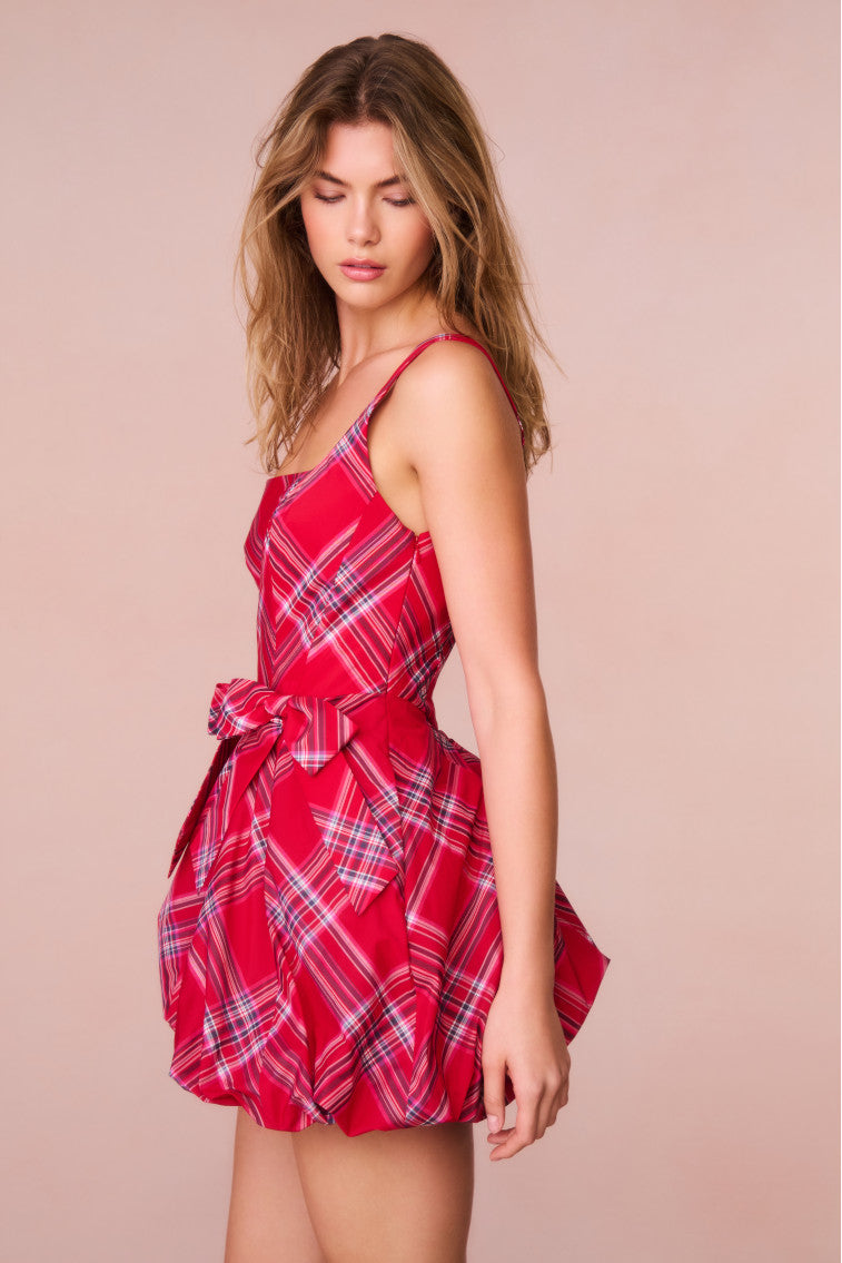 Ruelle Tartan Mini Bubble Dress - Stylish Plaid Party Outfit for Women | Perfect for Holiday Parties, Date Nights & Special Occasions