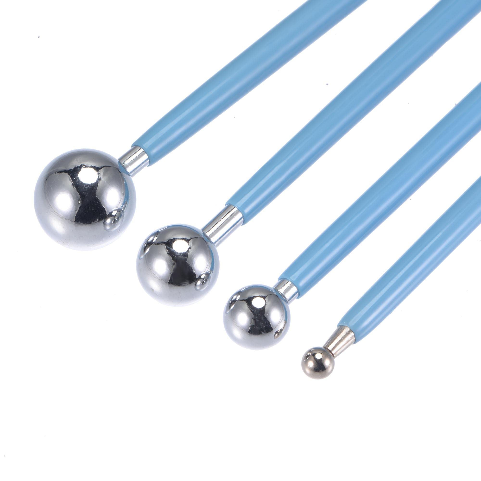 uxcell 4-Pack Stainless Steel Clay Sculpture Tools - Double-Ended Metal Ball Stylus & Dotting Set for Polymer Clay, Ceramics & DIY Crafts - Perfect for Sculpting, Modeling & Art Projects