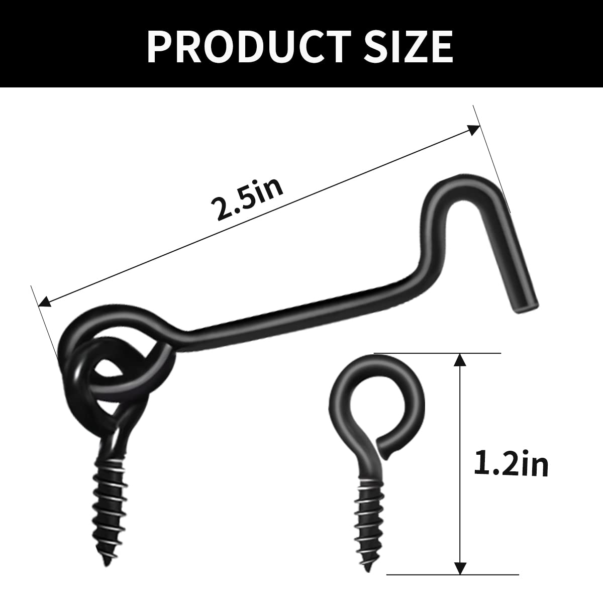 JUGREAT 2.5 Inch Swivel Hook and Eye Latch - 5 Pack with Mounting Screws for Windows, Gates, Doors | Secure Cabinet, Shed, Screen Door Lock | Indoor & Outdoor Use for Home, Garage, RV
