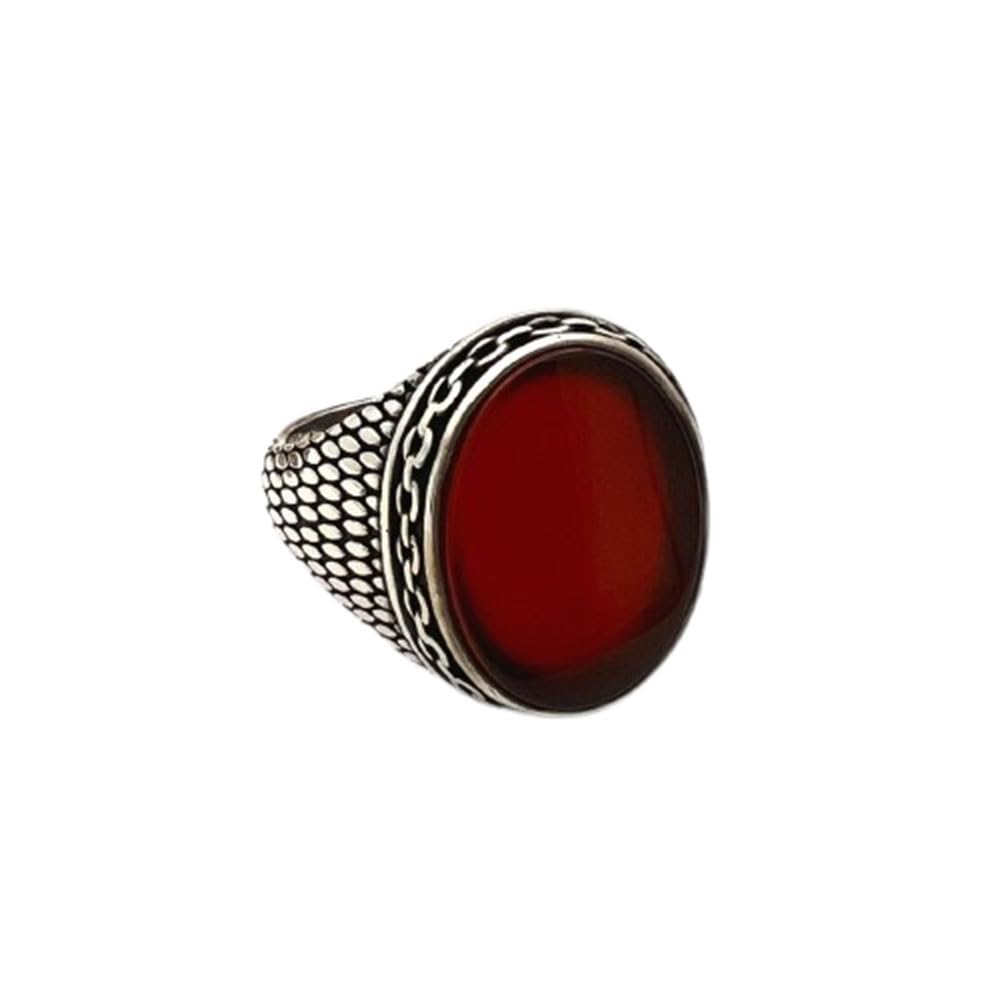 Handmade Red Onyx Men's Ring - 925 Sterling Silver Statement Signet Ring, Ottoman Style Onyx Gemstone Jewelry, Perfect Valentine’s Day Gift for Him, Ideal for Weddings, Anniversaries, and Special Occasions