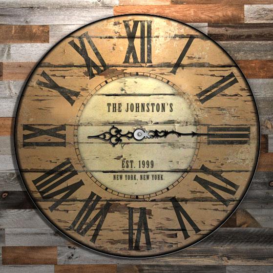 Custom Rustic Wooden Clock - Personalized Family Theme Wall Decor for Home, Office & Farmhouse Style | Perfect Gift for Housewarming, Anniversary & Holidays