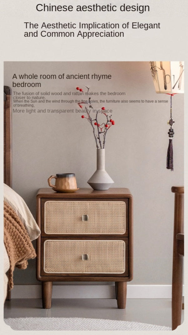 Premium Black Walnut Solid Wood Nightstand - Modern Bedside Table with Drawer for Bedroom, Living Room, or Guest Room - Durable & Stylish Home Furniture
