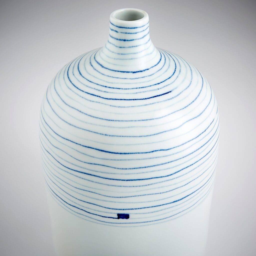 Cyan Design 10803 Whirlpool Vase - Blue and White Ceramic Home Decor - Medium Size for Living Room, Dining Table, or Wedding Centerpiece