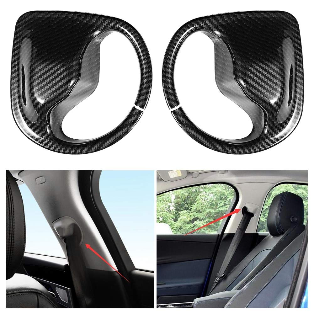 Carbon Fiber Seat Belt Cover Trim 2PCS - Universal Fit for Jaguar XE - Car Interior Accessories for Comfort & Style - Perfect for Daily Commute & Road Trips