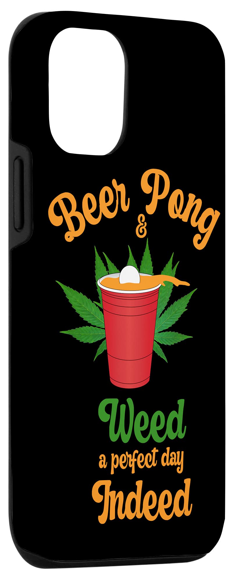 iPhone 12/12 Pro Protective Case with Beer Pong & Marijuana Leaf Design - Durable Phone Cover for Party, Festival & Stoner Lifestyle - Perfect for 420 Celebrations, College Parties & Cannabis Enthusiasts