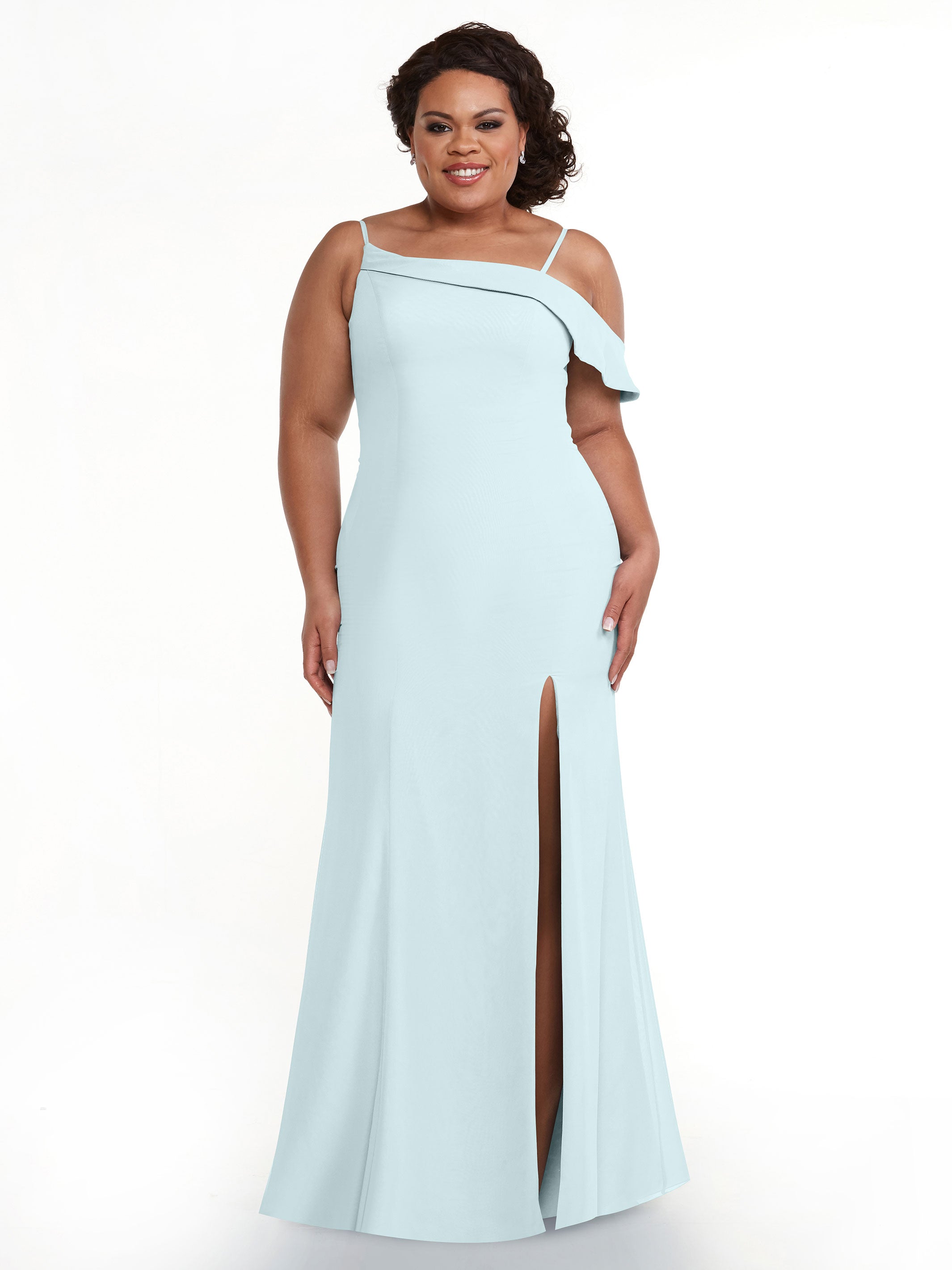 Elegant One Shoulder Chiffon Bridesmaid Dress 80153 - Fit & Flare Style for Weddings, Prom, Formal Events - Plus Size Available