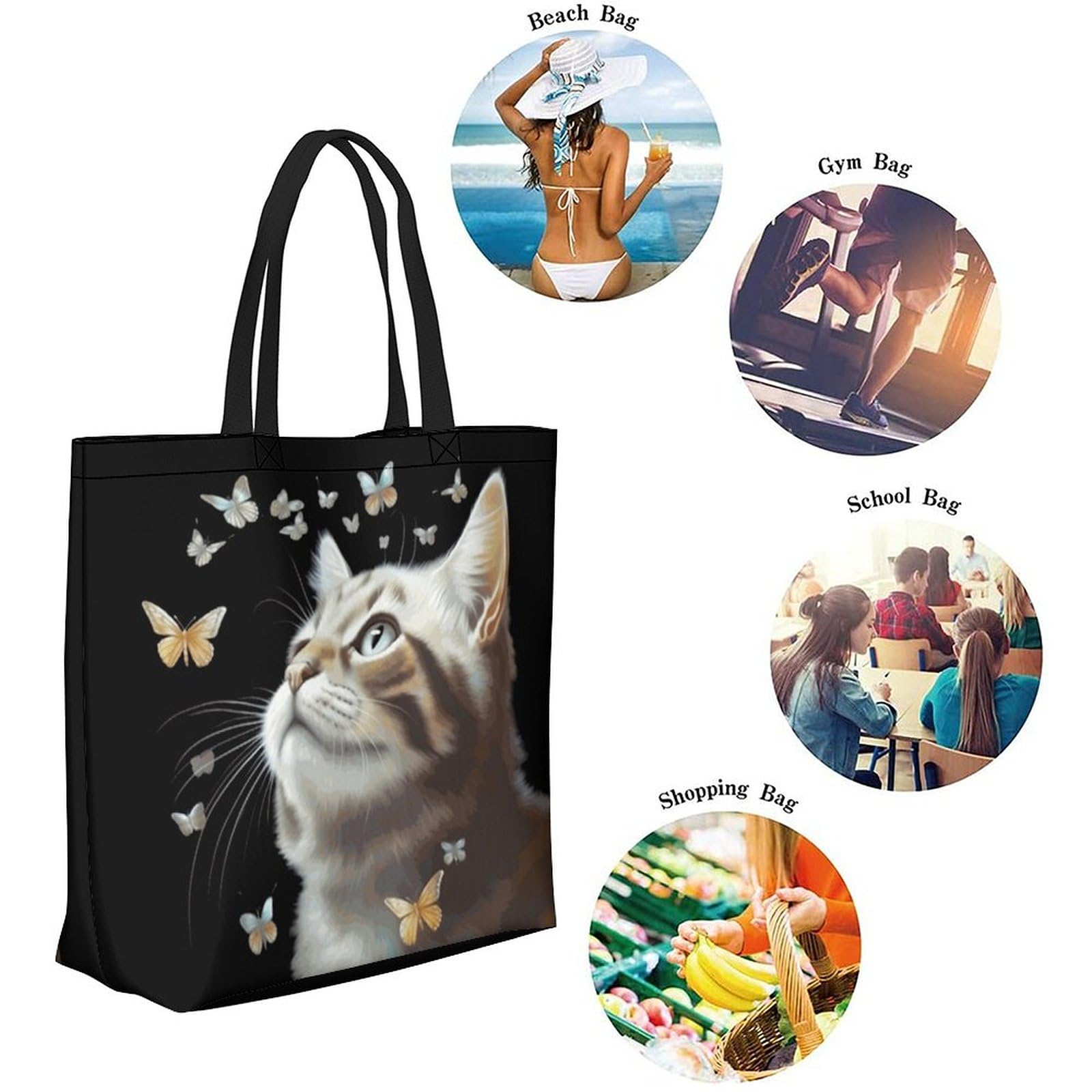 Stylish Large Canvas Tote Bag for Women - Durable Reusable Shopping & Grocery Bag - Perfect for Beach, Travel, Work & Daily Use