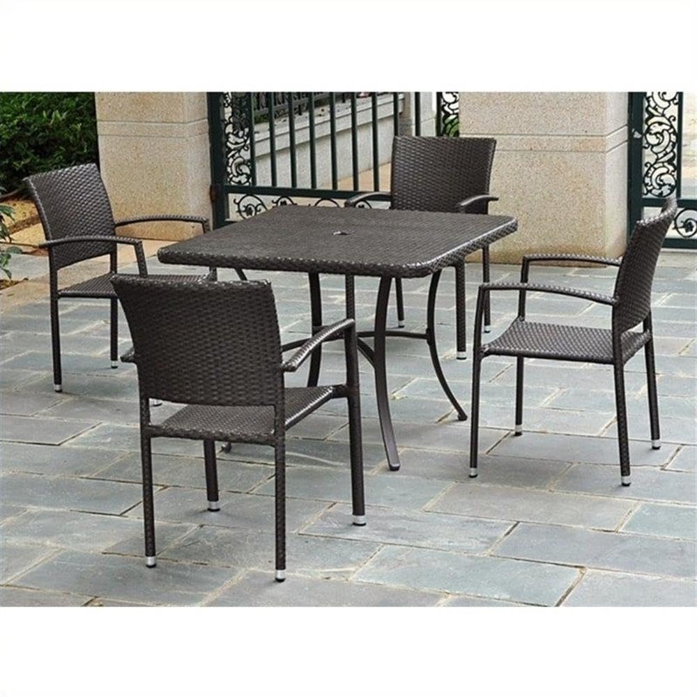 Pemberly Row Chocolate Brown Patio Dining Table - Outdoor Furniture for Garden, Deck, and Backyard Dining