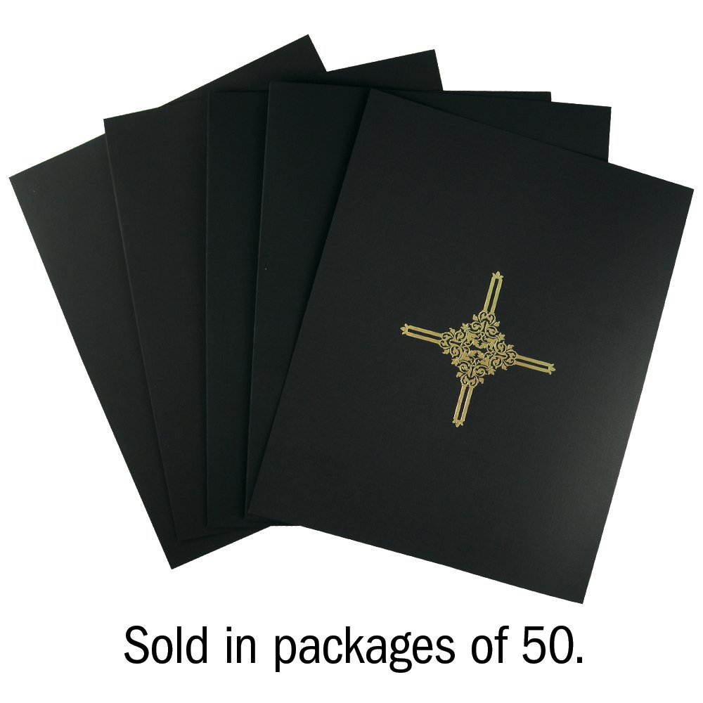 Jones School Supply - 50 Pack Black Linen Folders with Gold Star Design - Premium Academic Certificate Holders for Awards, Diplomas & Graduation Documents - Perfect for Schools, Offices & Recognition Ceremonies
