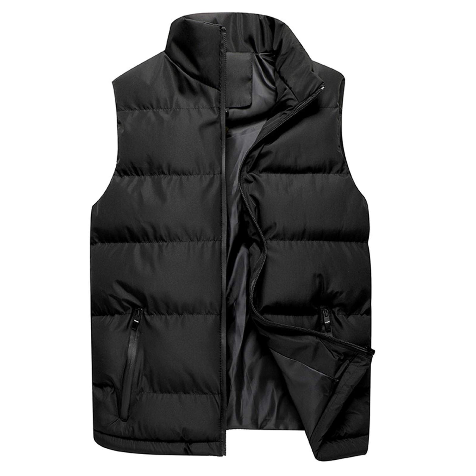 Men's Winter Fashion Vest - Color Collar Stand Coat Waistcoat for Autumn & Winter | Warm Layering Top for Casual & Office Wear | White