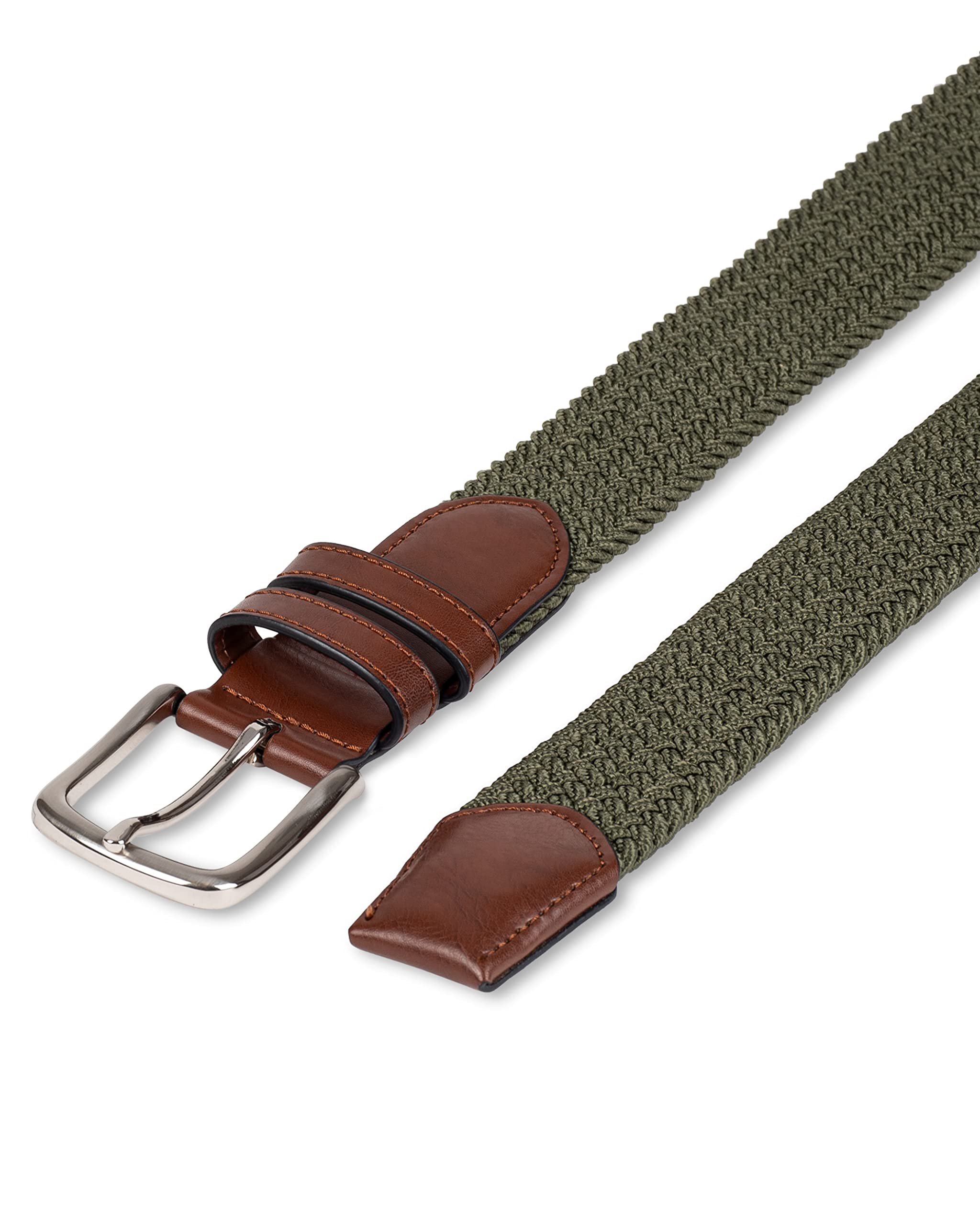 Amazon Essentials Men's Stretch Woven Braid Belt - Adjustable Waistband for Casual & Business Wear | Comfortable & Stylish Belt for Jeans, Pants & Office Attire