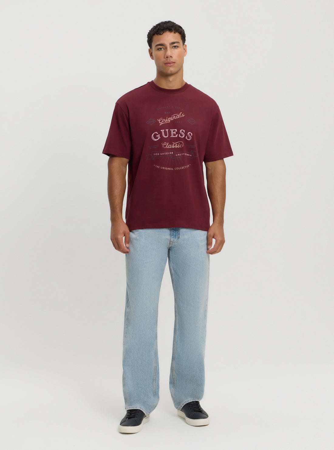 Guess Originals Red Script Logo T-Shirt for Men - Casual Cotton Tee for Everyday Wear, Street Style & Outfits