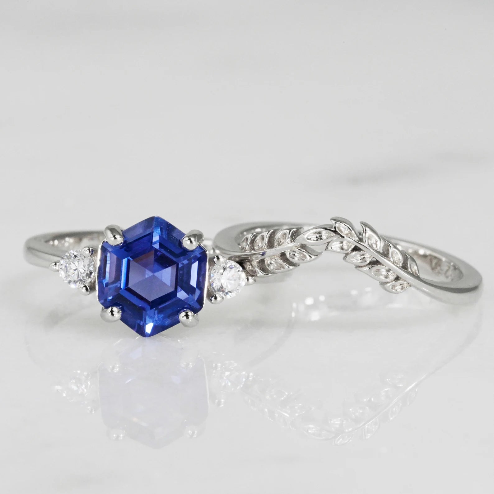 Leaf Tanzanite Ring Set in Sterling Silver – Elegant Jewelry for Women, Perfect for Weddings, Anniversaries & Special Occasions