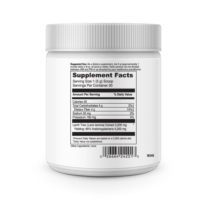 Davinci Labs Arabinogalactan Powder - 100 Servings | Immune Support Supplement | Natural Prebiotic Fiber for Gut Health | Perfect for Smoothies, Tea & Wellness Routines