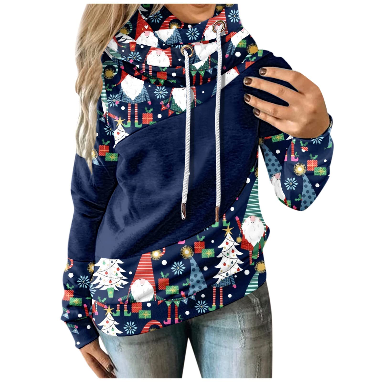 Women's Christmas Print Casual Long Sleeve Crew Neck Sweatshirt - Cozy Holiday Top for Winter Outfits, Gift Giving & Festive Gatherings