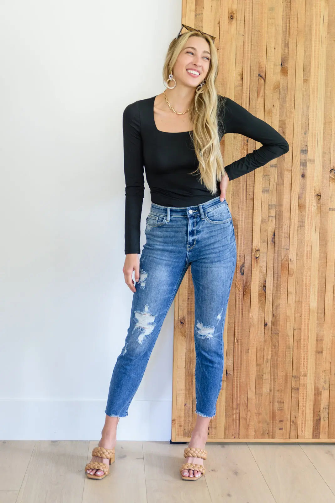 Kyla Destroyed High Waist Relaxed Fit Jeans for Women - Trendy Distressed Denim Pants for Casual Outfits & Streetwear