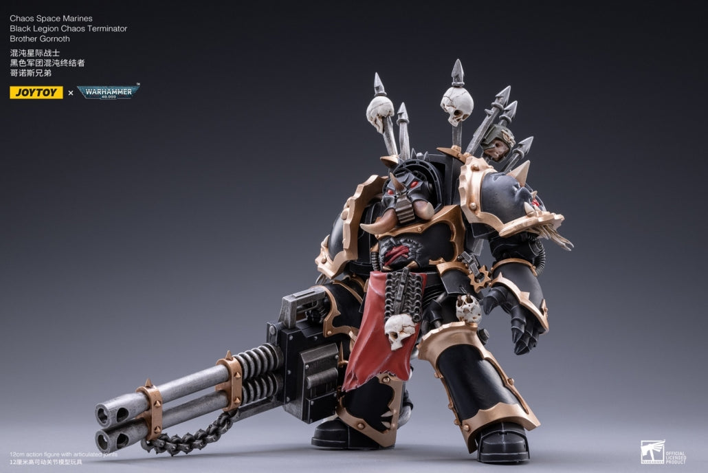 JOYTOY 1/18 Scale Warhammer 40K Black Legion Chaos Space Marines Action Figure - Chaos Brother Gornoth Collectible Model for Display & Wargaming Scenes