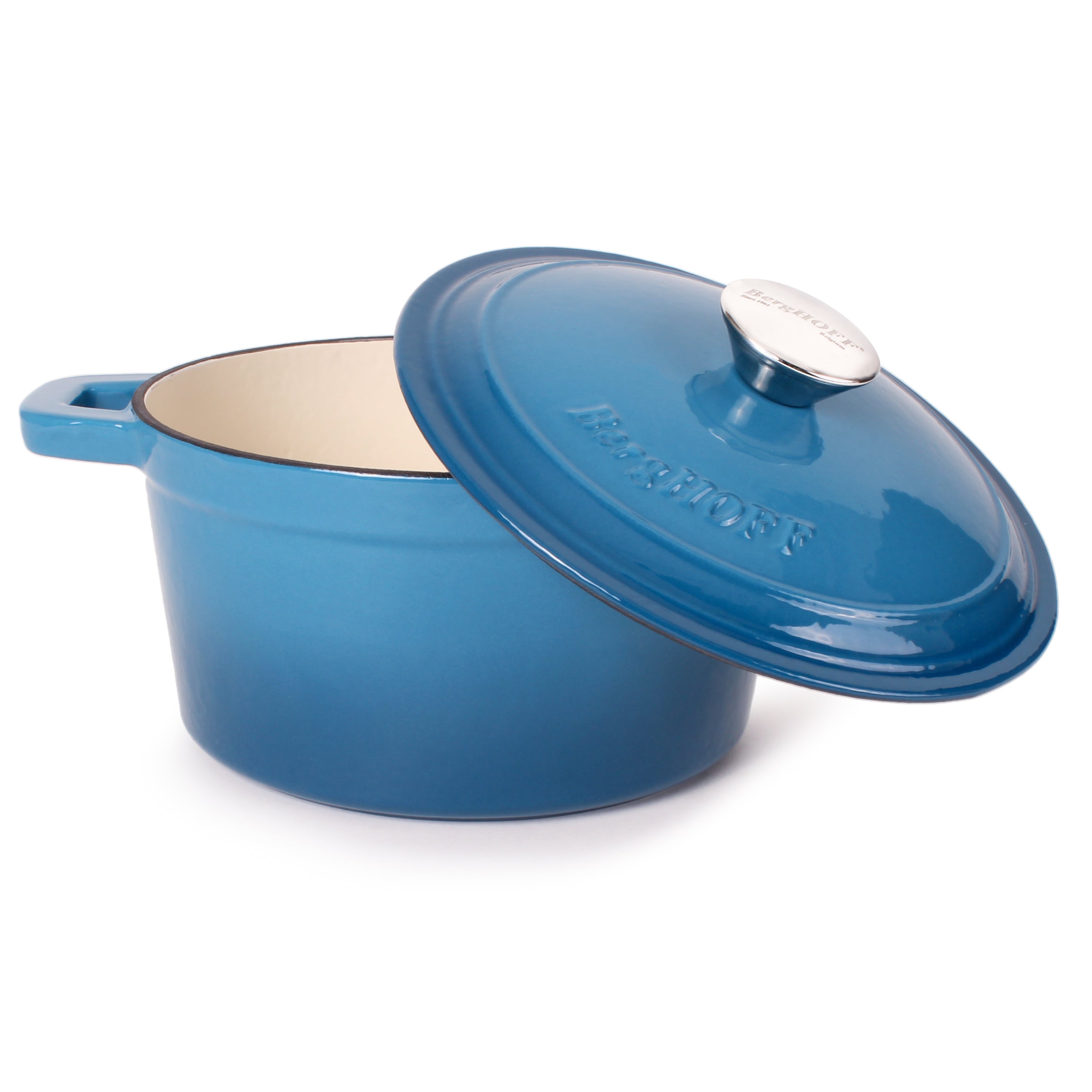BergHOFF Neo 4-Piece Cast Iron Cookware Set - 3 Quart & 7 Quart Dutch Oven with Lid - Blue Enameled Cookware for Stovetop, Oven & Camping - Perfect for Soups, Stews & Braising