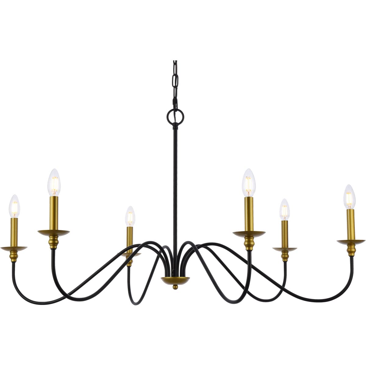 Elegant Rohan Collection 6-Light Chandelier - Modern Crystal Ceiling Light Fixture for Dining Room, Living Room & Bedroom Decor