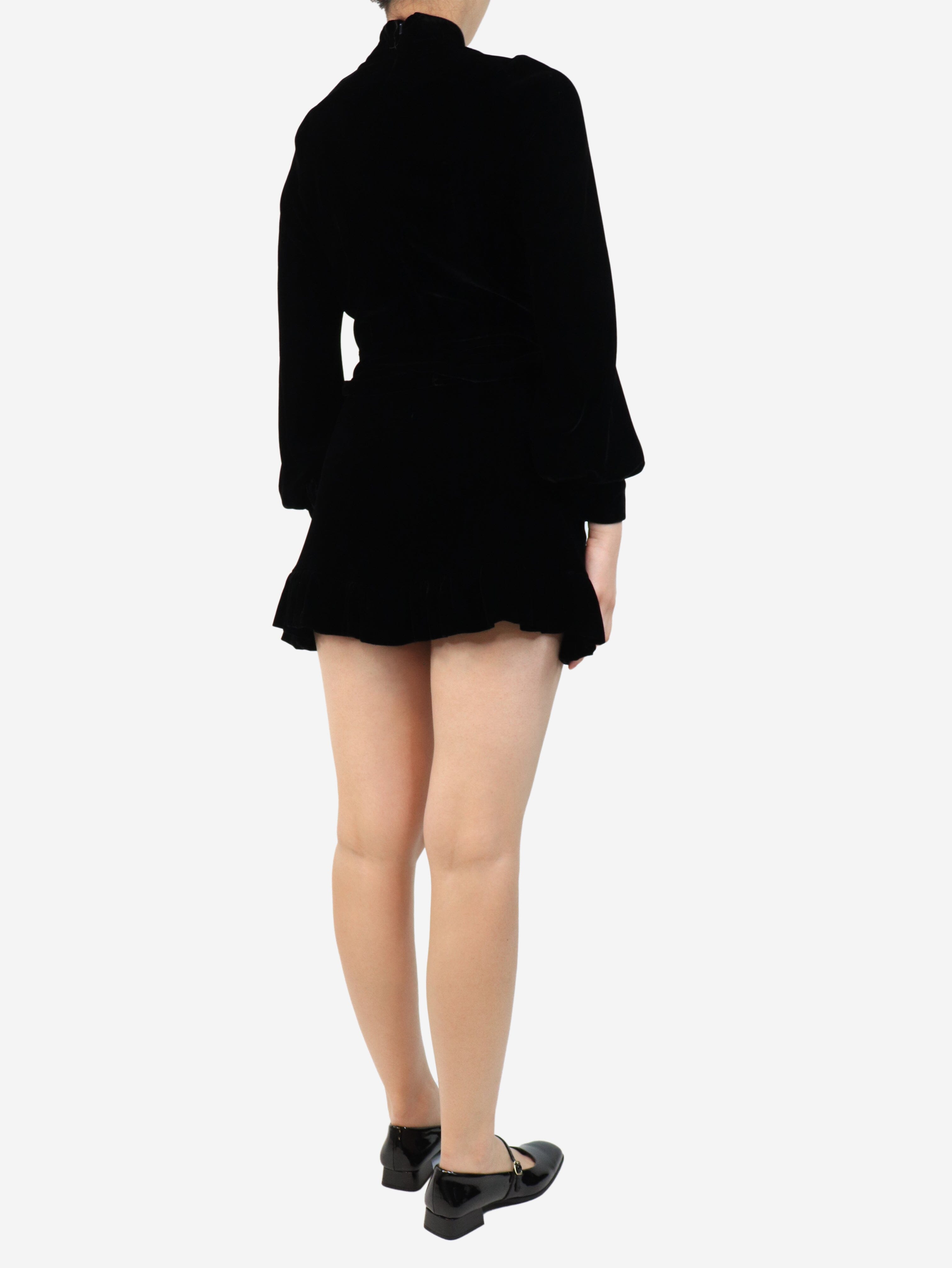 Black Velvet High Neck Mini Dress - Size S | Elegant Party & Evening Wear for Women