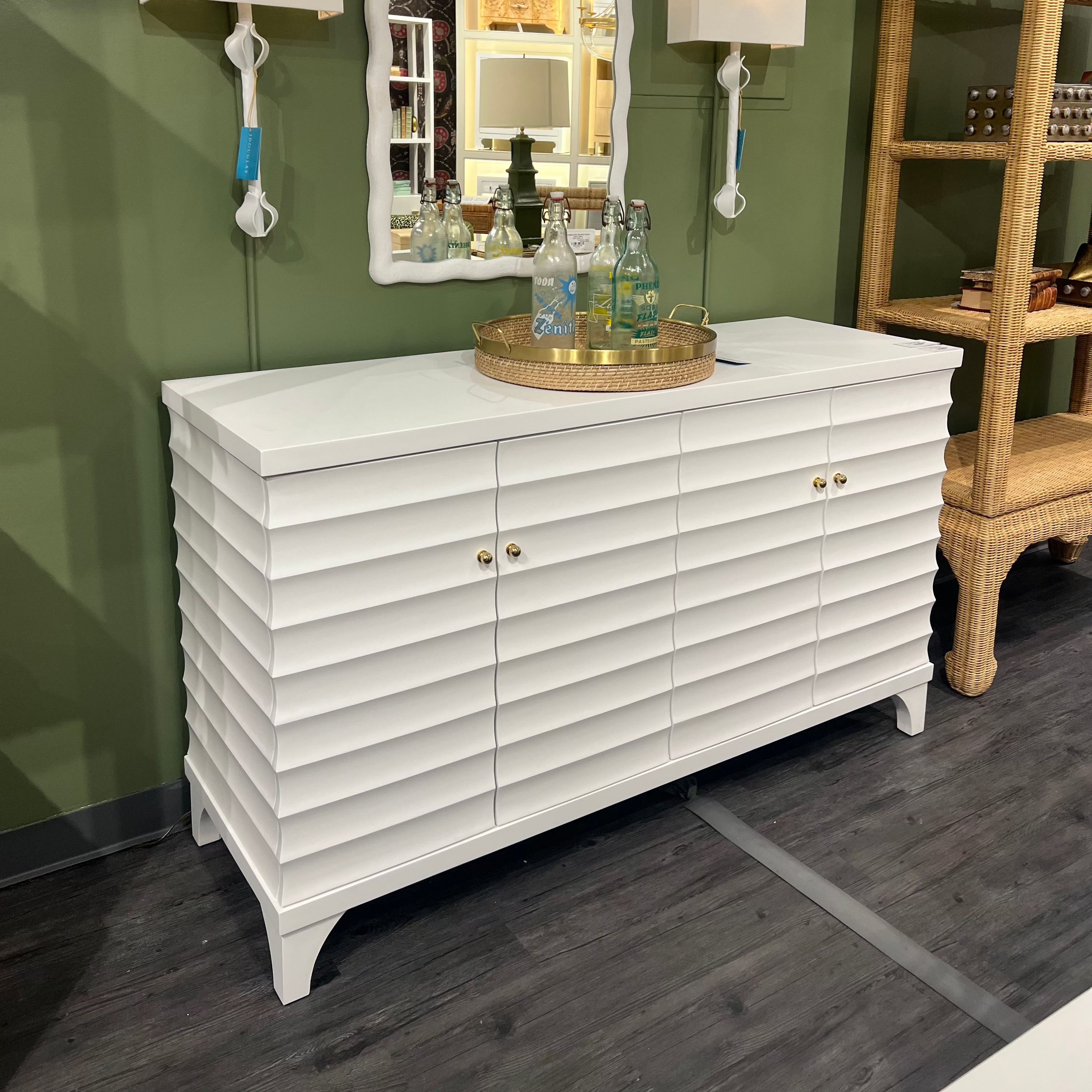 Gates 4-Door Buffet Cabinet - Matte White Lacquer Finish - Perfect for Dining Room Storage & Display