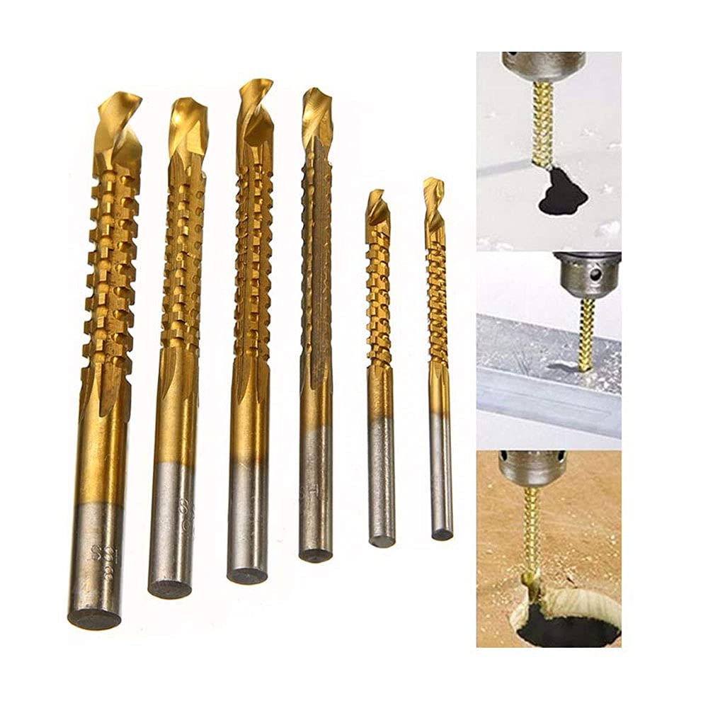 6-Piece Titanium Coated HSS Drill Bit Set (3-8mm) for Electric Drill - Perfect for Woodworking, Plastic & Metal Drilling - Carpenter Tools for DIY Projects & Home Improvement