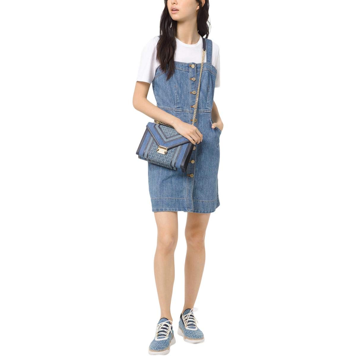 Michael Kors Women's Button-Down Denim Mini Dress - Stylish Casual & Party Outfit for Spring Summer