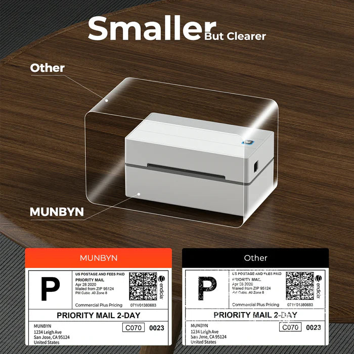 MUNBYN RealWriter 130B Wireless Bluetooth Thermal Label Printer for Shipping, Packaging & Inventory - Compatible with Shopify, Amazon, eBay & Etsy
