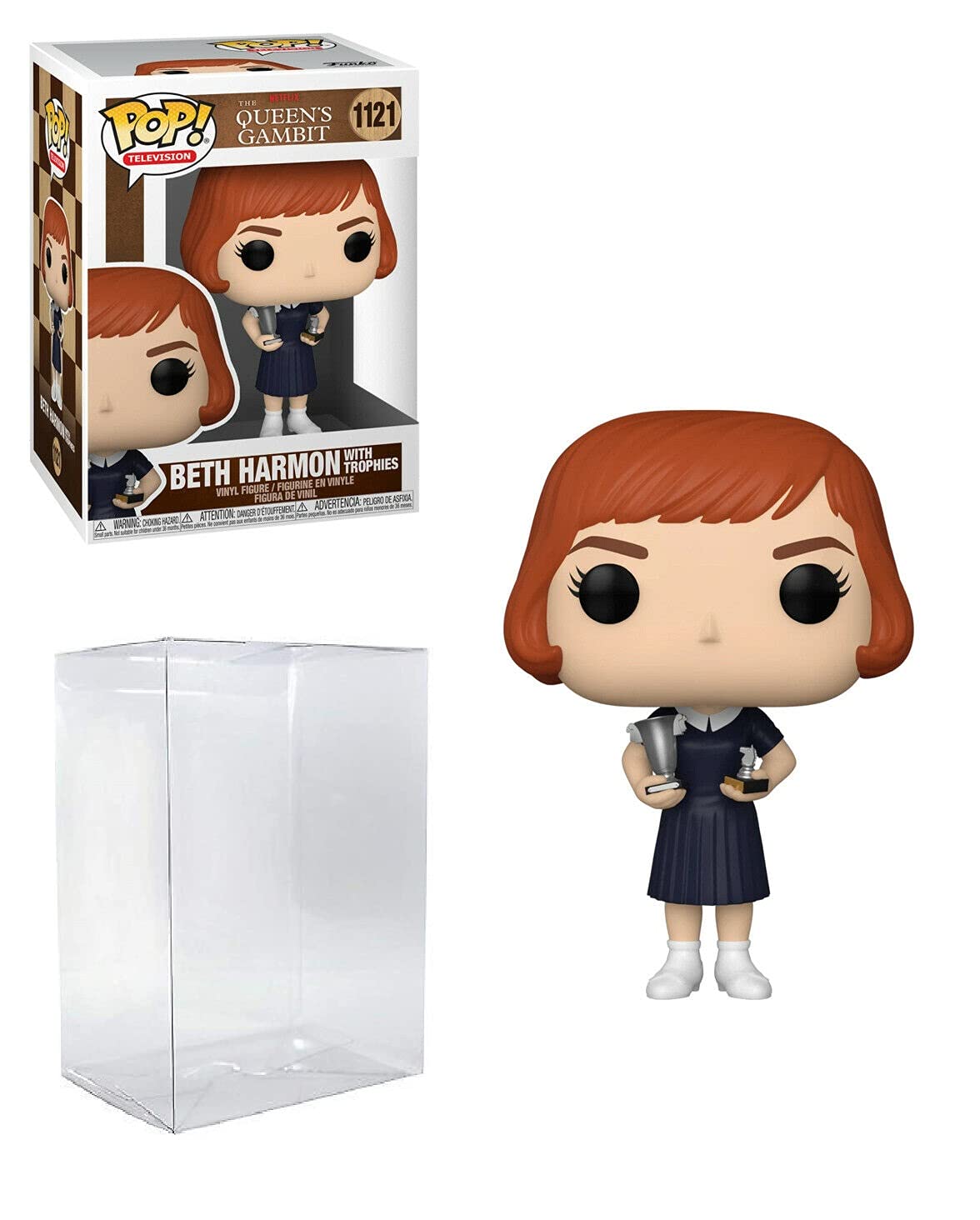 The Queen's Gambit Beth Harmon with Trophies Pop #1121 Vinyl Figure - Official Pop TV Collectible (Includes EcoTek Display Box Protector) - Perfect for Anime Fans, Chess Lovers & Home Decor