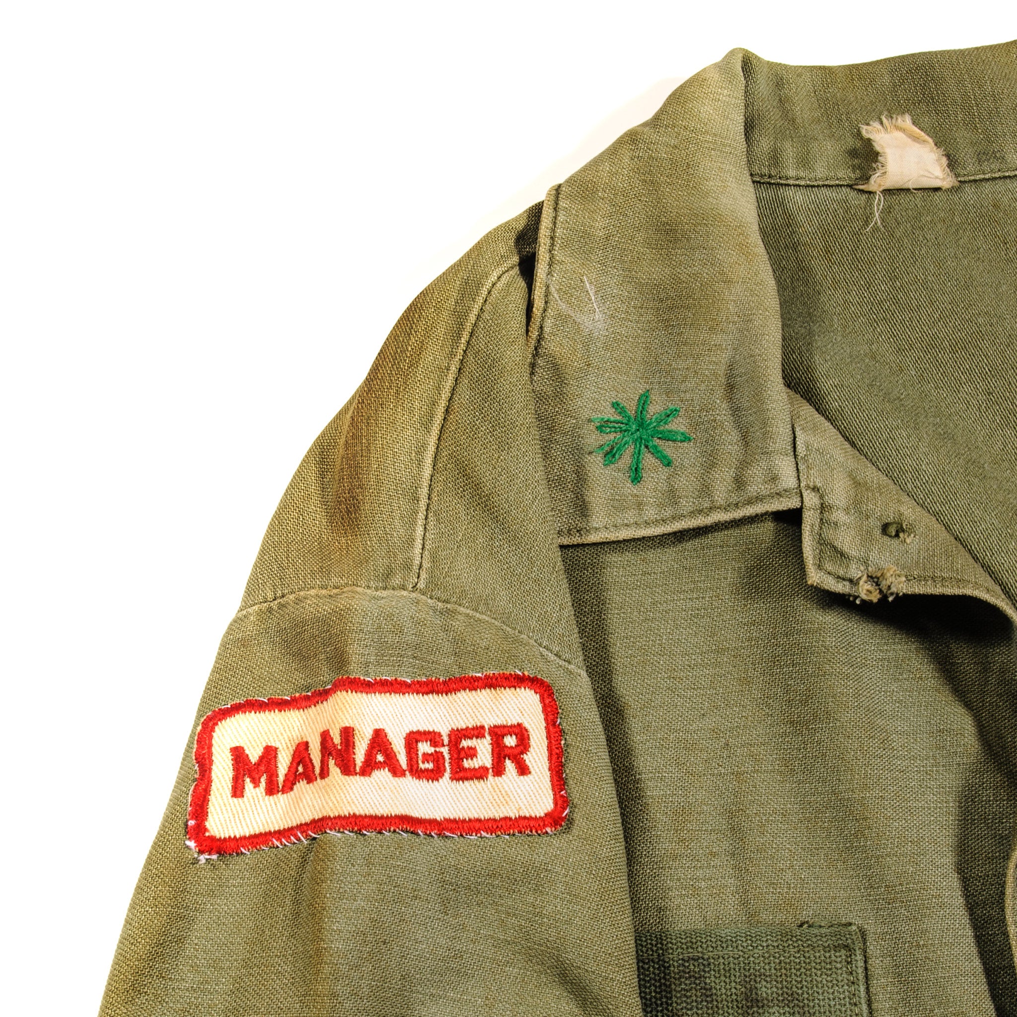 Vintage 1967 US Army Utility Shirt P64 with South Carolina National Guard Old Ninety Six Manager Patch - Authentic Military Surplus for Collectors & Reenactments