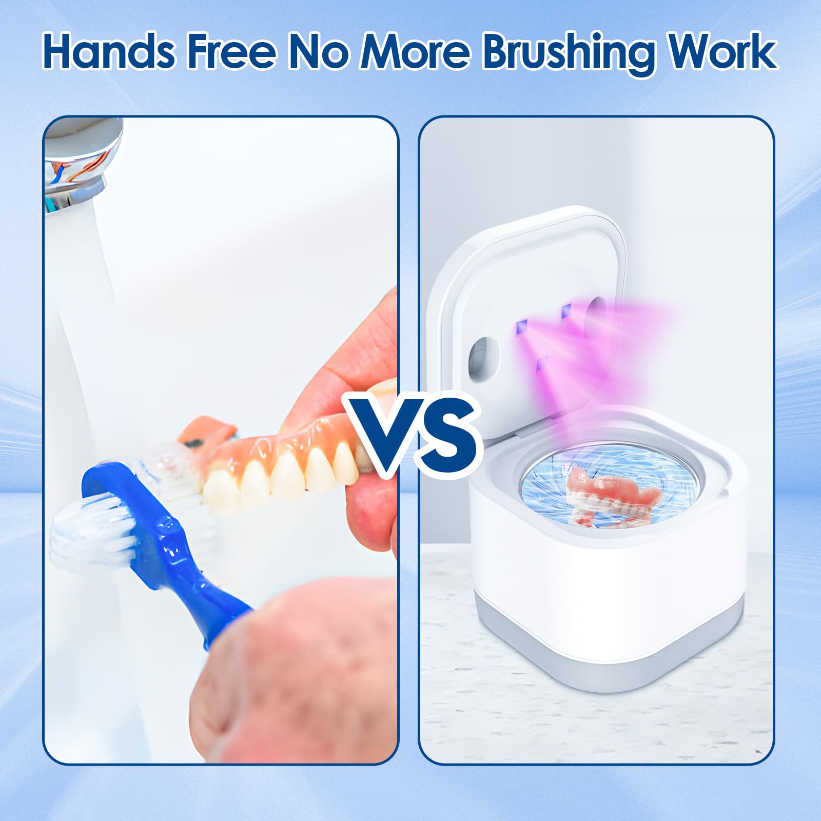Ultrasonic Retainer Cleaner with UV Light - 45000Hz Dental Appliance Cleaner for Dentures, Aligners, Mouth Guards & Toothbrushes | Jewelry Cleaning Machine with 2 Modes & Timer | Perfect for Daily Oral Care & Jewelry Maintenance