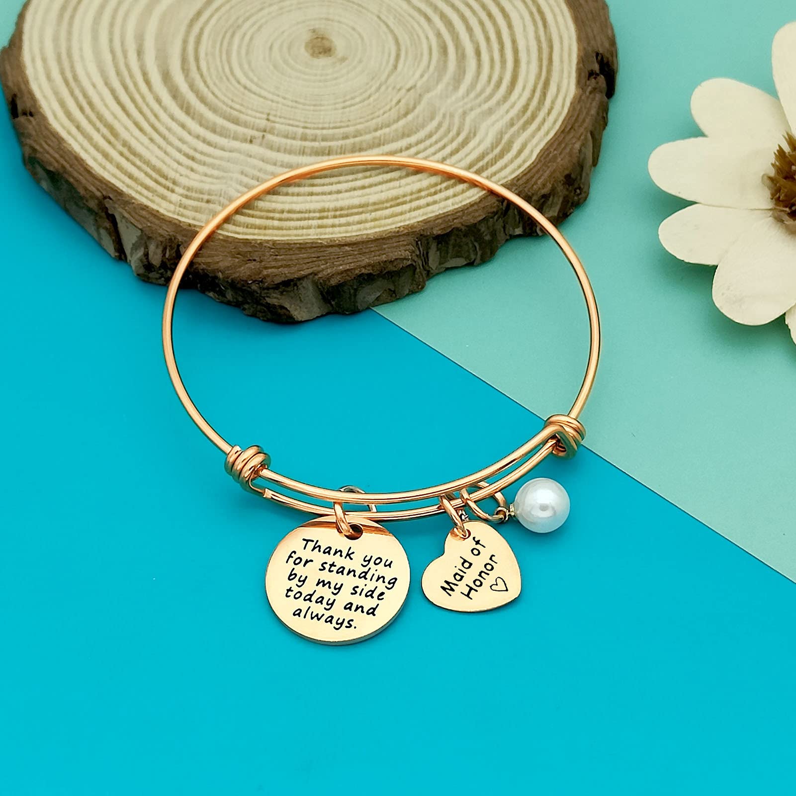 Adjustable Bridesmaid Bracelet - Elegant Wedding Jewelry Gift for Best Friend, Sister & Matron of Honor - Thank You & Appreciation Gift for Bridal Party - Perfect for Weddings, Bachelorette Parties & Special Occasions